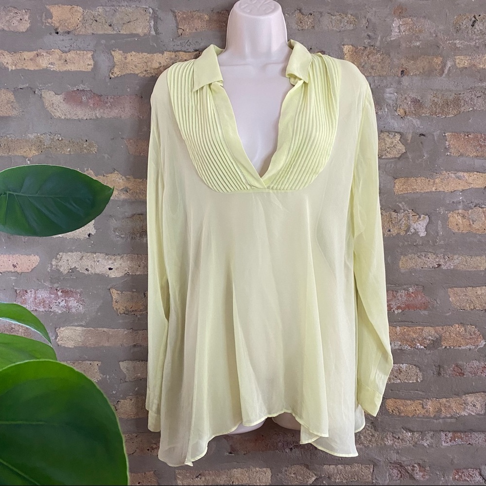 FREE PEOPLE ~ Yellow Oversized Long Sleeve Sheer Cover Up Blouse